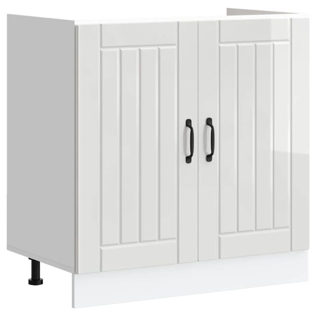 Berkfield Home Sink Base Cabinet Lucca High Gloss White Engineered Wood - image 1