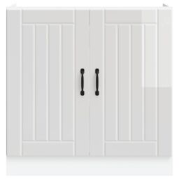 Berkfield Home Sink Base Cabinet Lucca High Gloss White Engineered Wood - thumbnail 4