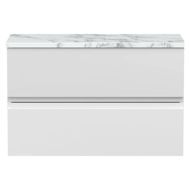 Balterley Mavesyn 2 Drawer Wall Hung Vanity Unit, Satin White, 800mm in White - image 1