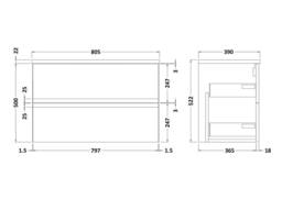 Balterley Mavesyn 2 Drawer Wall Hung Vanity Unit, Satin White, 800mm in White - thumbnail 2