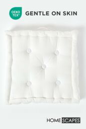Homescapes Plain Cotton Floor Cushion in White - Size: 40 cm x 40 cm - thumbnail 3