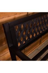 Home Discount Garden Vida Steel Garden Bench Lattice 3 Seater Outdoor Furniture in Black - thumbnail 4