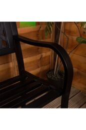 Home Discount Garden Vida Steel Garden Bench Lattice 3 Seater Outdoor Furniture in Black - thumbnail 5