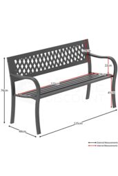 Home Discount Garden Vida Steel Garden Bench Lattice 3 Seater Outdoor Furniture in Black - thumbnail 2
