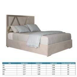 Casani Claverdon Upholstered Soft Velvet Beige Metal Designer Bed Frame in Cream - Size: Small Double - thumbnail 6