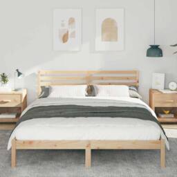 Berkfield Home Elegant with Headboard Adjustable Brown 160 x 220 cm Solid pine wood in Natural - thumbnail 4