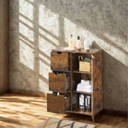 Pirlo Plush Bathroom Storage Cupboard Floor Cabinet With 3 Drawers in Brown - thumbnail 3