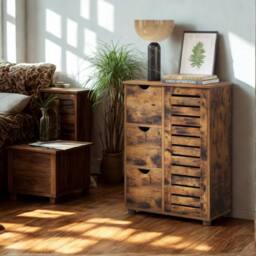 Pirlo Plush Bathroom Storage Cupboard Floor Cabinet With 3 Drawers in Brown - thumbnail 7