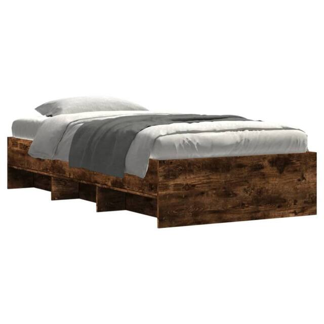 Berkfield Home Durable Bed Frame Frame Smoked Oak 75x190 cm Small Single Wood in Brown - image 1