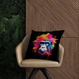 Warren Reed - Designer Multi Coloured Monkey Face Outdoor Cushion in Pink - Size: 45 cm x 45 cm - thumbnail 2
