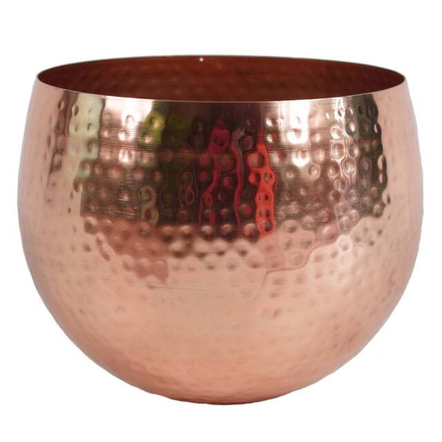 Leaf Large Metal bowl 22 x 18cm Hammered Copper Colour - Straight Edge - Size: 22 x 18 cm - image 1