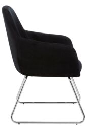 Orsina Black Velvet Armchair With Rounded Back, Accent Seat With Chrome Legs, Occasional Chair, Functional Chair - thumbnail 4