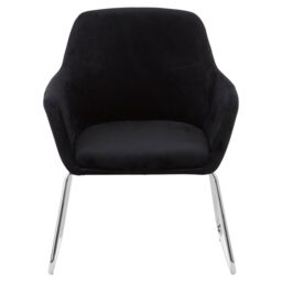 Orsina Black Velvet Armchair With Rounded Back, Accent Seat With Chrome Legs, Occasional Chair, Functional Chair - thumbnail 6