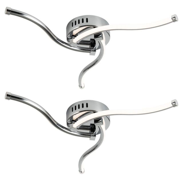 First Choice Lighting Set of 2 Ara - Chrome LED Flush Ceiling Lights in Silver - image 1