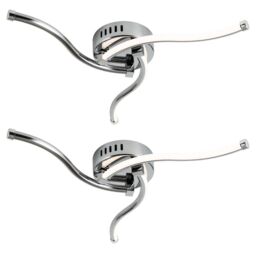 First Choice Lighting Set of 2 Ara - Chrome LED Flush Ceiling Lights in Silver - thumbnail 1