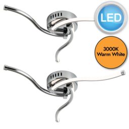 First Choice Lighting Set of 2 Ara - Chrome LED Flush Ceiling Lights in Silver - thumbnail 2