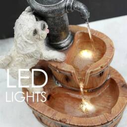 FLAVORA Solar Water Fountain LED Puppy Solar Water Feature in Brown - Size: 0.6m2 - thumbnail 4