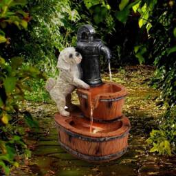 FLAVORA Solar Water Fountain LED Puppy Solar Water Feature in Brown - Size: 0.6m2 - thumbnail 5