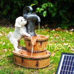 FLAVORA Solar Water Fountain LED Puppy Solar Water Feature in Brown - Size: 0.6m2 - thumbnail 6