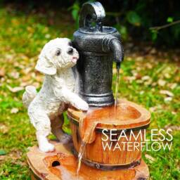 FLAVORA Solar Water Fountain LED Puppy Solar Water Feature in Brown - Size: 0.6m2 - thumbnail 3