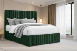 "Nexus Mattresses Ltd Verona Plush Divan Bed Base 4 Drawers - 12"" Footboard & 26"" Headboard in Emerald - Size: Double" - thumbnail 2