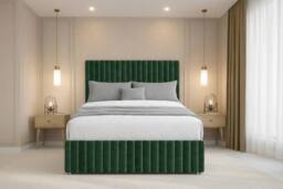 "Nexus Mattresses Ltd Verona Plush Divan Bed Base 4 Drawers - 12"" Footboard & 26"" Headboard in Emerald - Size: Double" - thumbnail 3
