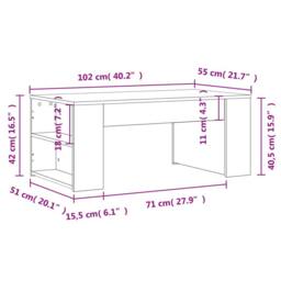 Berkfield Home Decorative Coffee Table White 102x55x42 cm Engineered Wood - Size: 102 x 55 x 42 cm - thumbnail 9