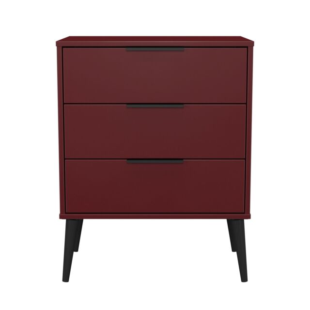 Ready Assembled 2 U Fuji 3 Drawer Chest (Ready Assembled) in Dark Red - image 1