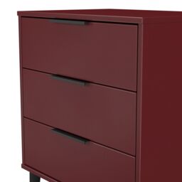 Ready Assembled 2 U Fuji 3 Drawer Chest (Ready Assembled) in Dark Red - thumbnail 4