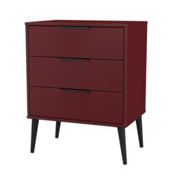 Ready Assembled 2 U Fuji 3 Drawer Chest (Ready Assembled) in Dark Red - thumbnail 3