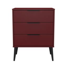 Ready Assembled 2 U Fuji 3 Drawer Chest (Ready Assembled) in Dark Red
