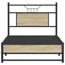 Berkfield Home Decorative Bed Frame without Mattress Sonoma Oak 90x200 cm Engine in Brown - thumbnail 6