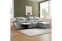 Home Detail Jacob 3 Seater Recliner Sofa With Chaise in Light Grey - thumbnail 2