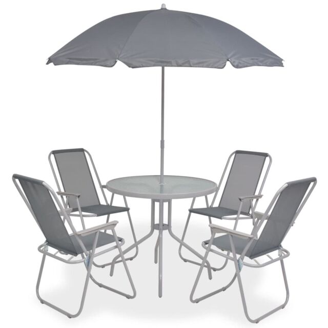 Berkfield Home 6 Piece Outdoor Dining Set Steel & Textilene Grey - image 1