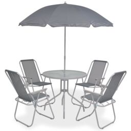 Berkfield Home 6 Piece Outdoor Dining Set Steel & Textilene Grey