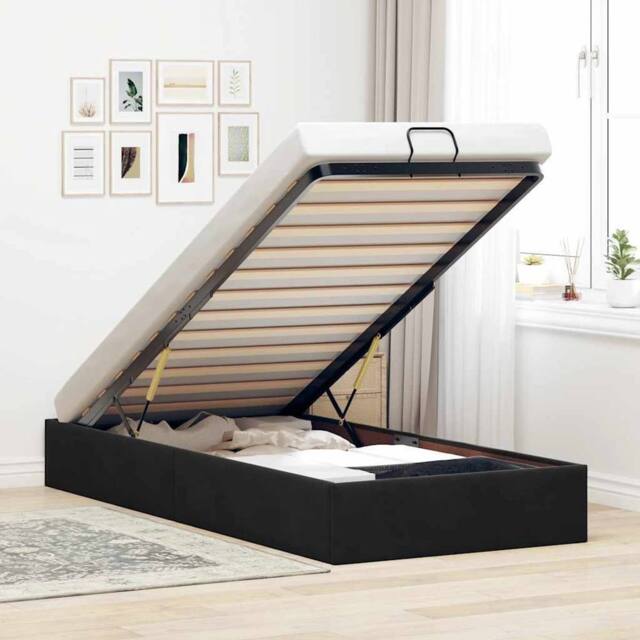 Berkfield Home Ottoman Bed Frame No Mattress Black Single Velvet - image 1