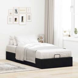 Berkfield Home Ottoman Bed Frame No Mattress Black Single Velvet - thumbnail 3