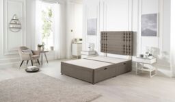 Somnior Flexby Tweed Fabric Side Opening Ottoman Bed With Headboard in Brown - Size: Single - thumbnail 2