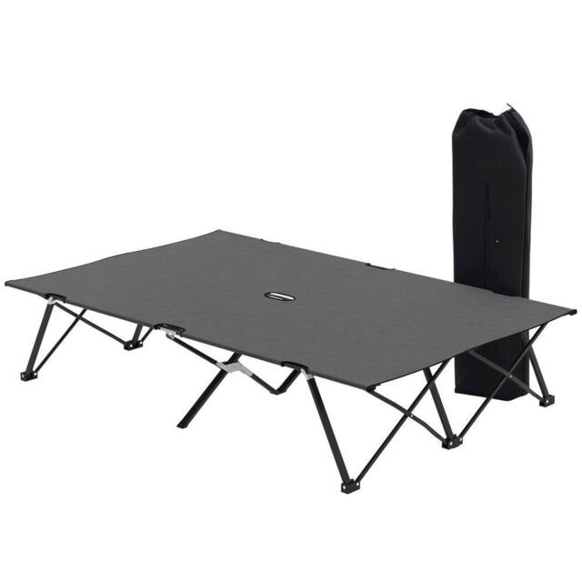Kelvenix Charcoal Grey Double Camping Folding Sleeping Bed w/ Carry Bag in Dark Grey - Size: 200 cm x 100 cm - image 1