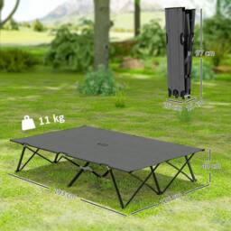 Kelvenix Charcoal Grey Double Camping Folding Sleeping Bed w/ Carry Bag in Dark Grey - Size: 200 cm x 100 cm - thumbnail 2