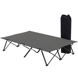 Kelvenix Charcoal Grey Double Camping Folding Sleeping Bed w/ Carry Bag in Dark Grey - Size: 200 cm x 100 cm