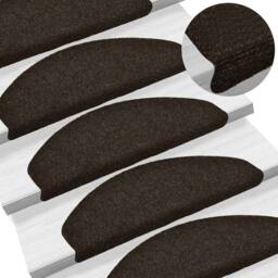 Berkfield Home Self-adhesive Stair Mats 15pcs Dark Brown 65x21x4cm Needle Punch - Size: Medium - thumbnail 2