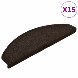 Berkfield Home Self-adhesive Stair Mats 15pcs Dark Brown 65x21x4cm Needle Punch - Size: Medium - thumbnail 3