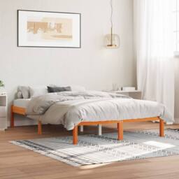 Berkfield Home Beautiful Bed Frame without Mattress Wax Brown 135x190 cm Double - thumbnail 2
