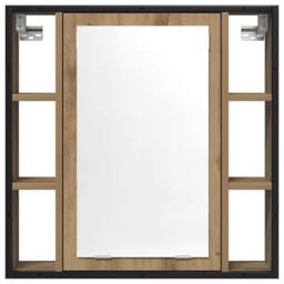 Berkfield Home Bathroom Mirror Cabinet Artisan Oak 60x16x60 cm Engineered Wood in Brown - Size: 60 x 16 x 60 cm - thumbnail 4
