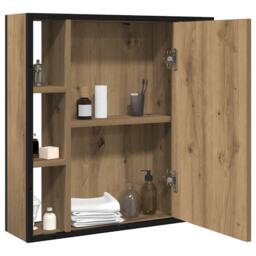 Berkfield Home Bathroom Mirror Cabinet Artisan Oak 60x16x60 cm Engineered Wood in Brown - Size: 60 x 16 x 60 cm - thumbnail 3