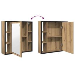Berkfield Home Bathroom Mirror Cabinet Artisan Oak 60x16x60 cm Engineered Wood in Brown - Size: 60 x 16 x 60 cm - thumbnail 7