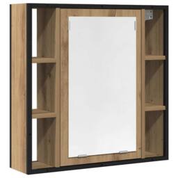 Berkfield Home Bathroom Mirror Cabinet Artisan Oak 60x16x60 cm Engineered Wood in Brown - Size: 60 x 16 x 60 cm - thumbnail 1