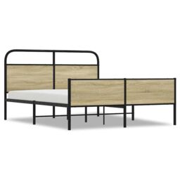 Berkfield Home Metal Bed Frame without Mattress Sonoma Oak 160x200 cm in Brown - thumbnail 2
