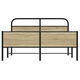 Berkfield Home Metal Bed Frame without Mattress Sonoma Oak 160x200 cm in Brown - thumbnail 5